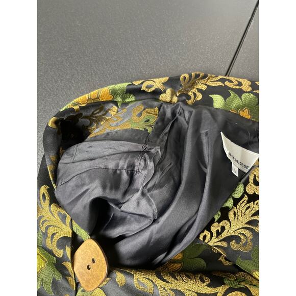 VTG Caroline Rose Women's Gold Floral Silk Abstract Artsy Lux Blazer Black M - Picture 12 of 14